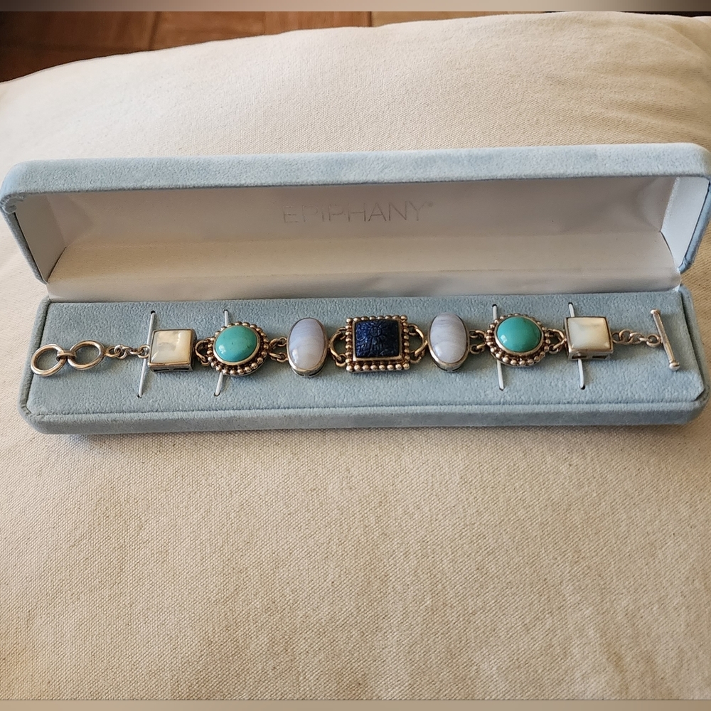 925 sterling silver multi-gem bracelet